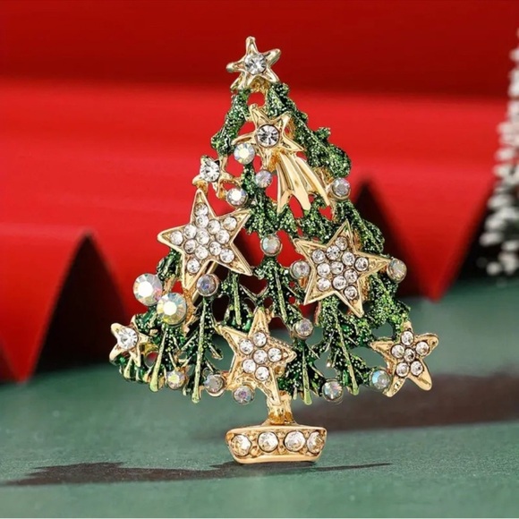 Star Christmas Tree Green Brooch - Picture 6 of 6